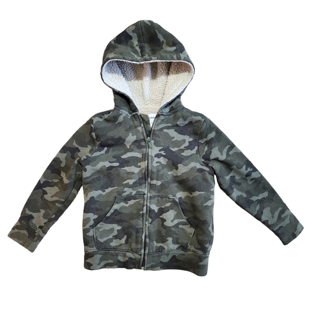 Old Navy Kids Zip Camoflauge Sherpa Lined Hoodie - 5T